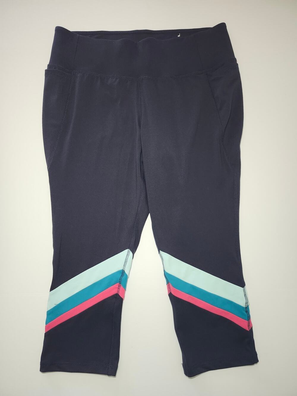 LIVI Wicking Capri Legging Navy 18/20 Plus Spandex Athletic  Colorblock Women’s